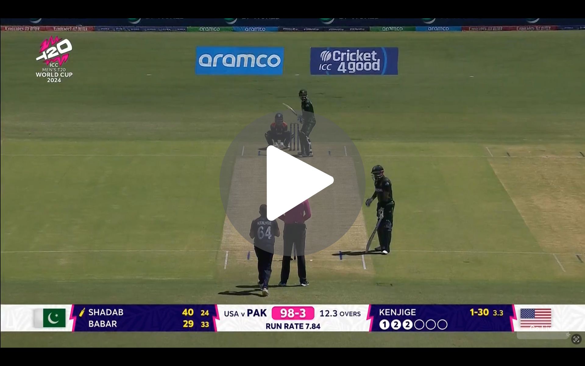 [Watch] Shadab Khan's 'Counterattacking' Knock Ends As USA Fights Back Vs Pakistan